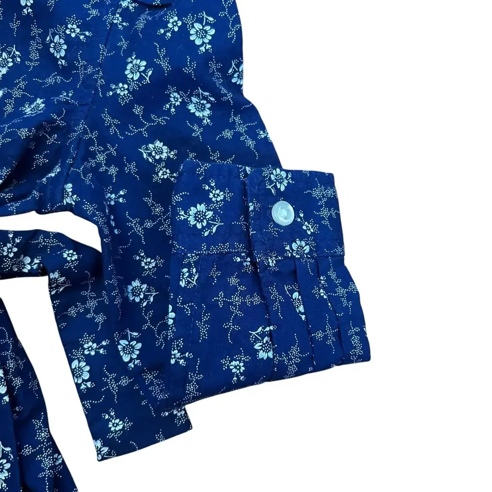 Ralph Lauren Madelyn Floral Cotton Shirt Dress Blue Long Sleeve Cotton Size 12M